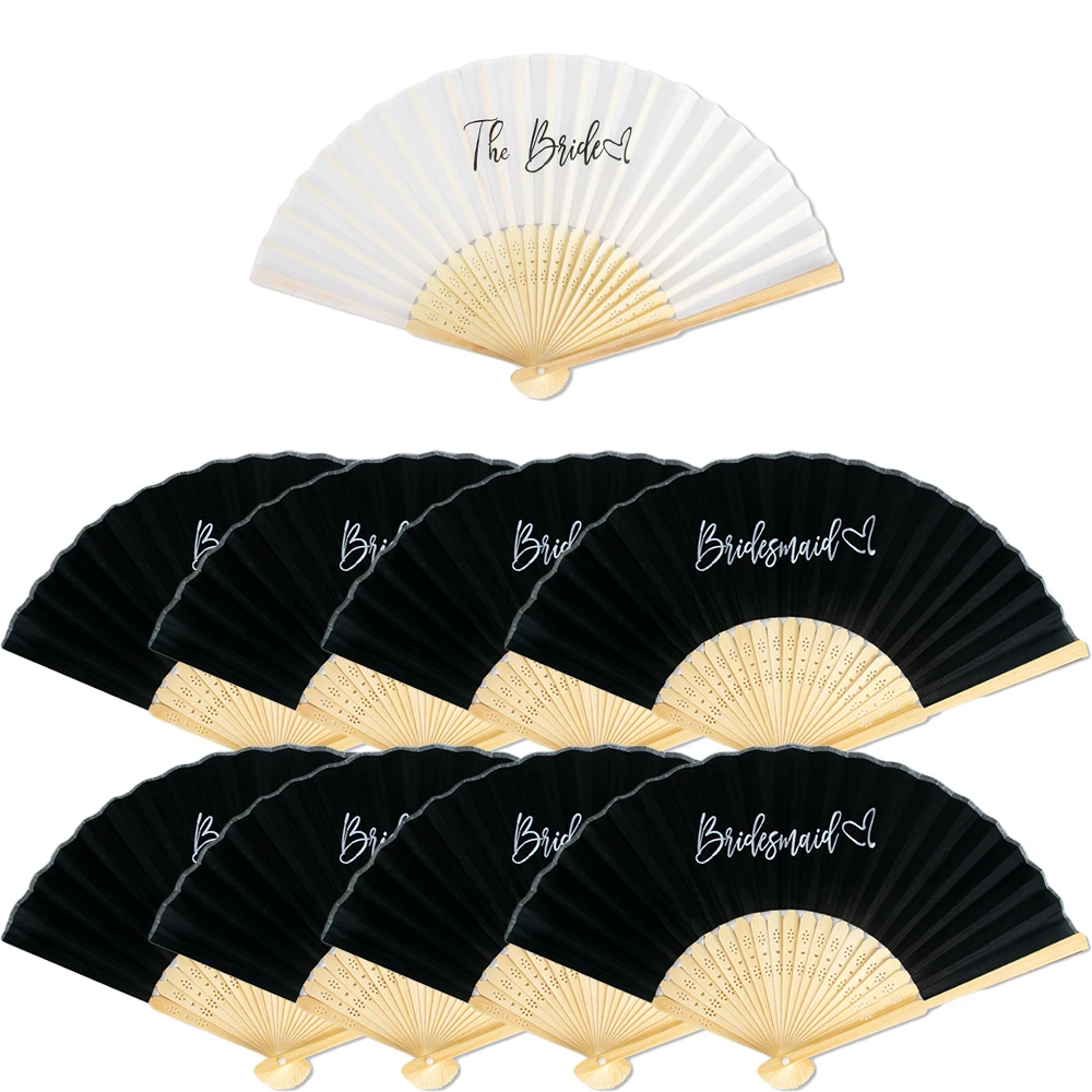 Braut dusche Papier Bambus Fans gefaltet Hand Fan Handheld Fans Brautjungfer Geschenke für Hochzeit Braut Junggesellen abschied Lieferungen Image