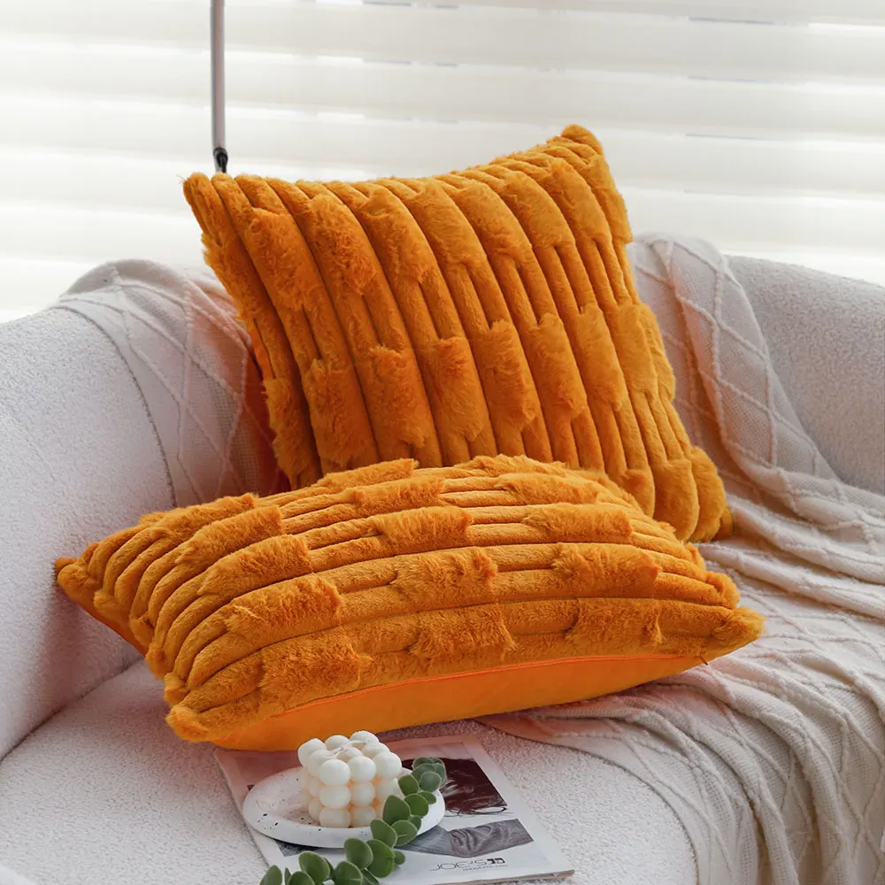 Orange Plüsch dekorative Kissen bezug Herbst Winter weiche haut freundliche Kissen bezug mit Reiß verschluss für Wohnzimmer Sofa Schlafzimmer Image