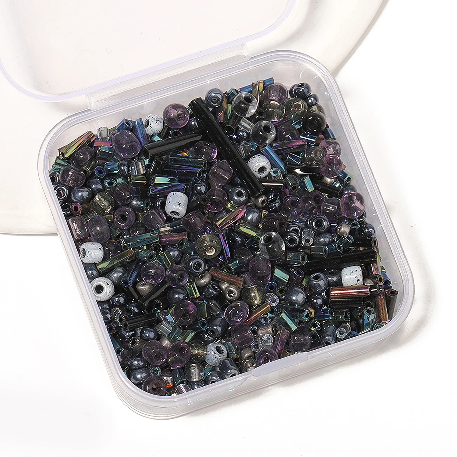 700Pcs/box Black Japanese Seed Beads Mixed Delica Round Glass Beads Multi-shapes Twist Bugle Tube For Clothing Accessory