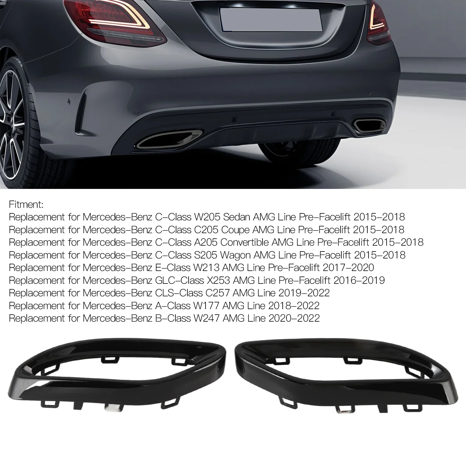 Glänzend schwarze Auspuffs pitzen abdeckung Verkleidungen Ersatz für Mercedes-Benz A B C E GLC Klasse W177 W247 W205 W213 x253 C257 Image
