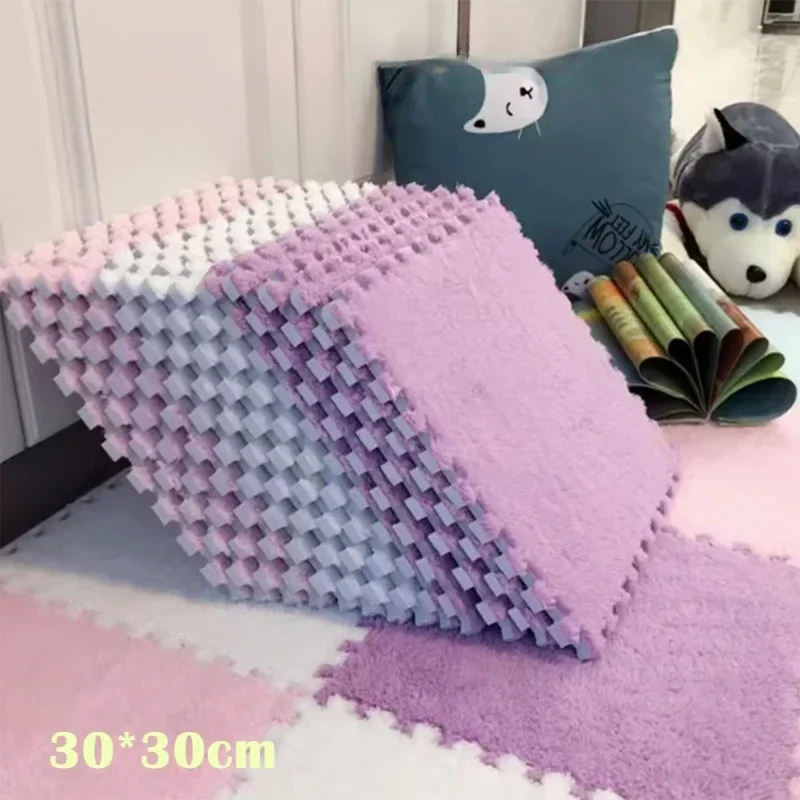 Weiche Plüsch Teppich Baby Spielen Matte EVA Schaum Plüsch Teppich Wohnzimmer Schlafzimmer Stoßfest Matte Puzzle Matte Dicke Baby Teppich
