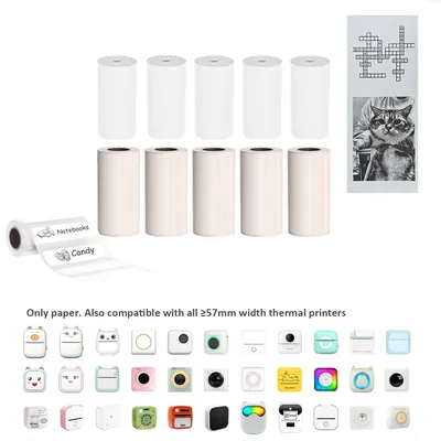 Printer Paper Thermal Paper 57mm Mini Photo Rolls 57*25MM White Color Gift DIY Sticker Label Receipt Bill Self-adhesive Paper