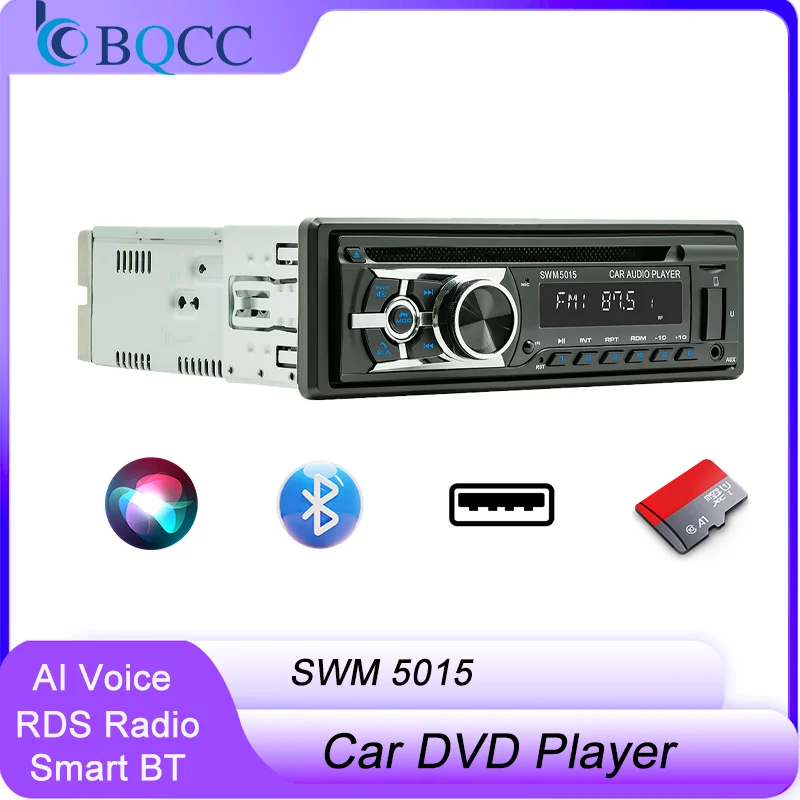 Bqcc 1 din universal auto dvd/cd/vcd player ai stimme bt usb tf aux eingang rds radio lokalisieren sie einen auto verkabelung schutz eq auto stereo