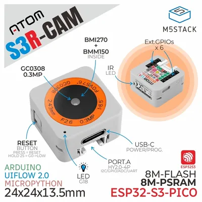 M5stack offizielles atoms3r kamera kit (8mb psram) Image