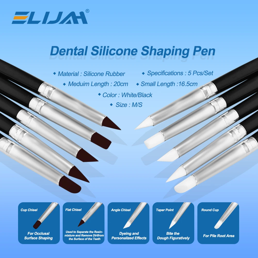 5Pcs Dental Harz Pinsel Stifte Silikon Nägel Kunst Pinsel Zahnmedizin Verbund Zement Porzellan Zähne Werkzeug Zahnmedizin Material Image