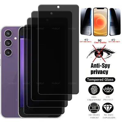 4Pcs For Samsung S24 FE Glass Samsung Galaxy S24 FE Tempered Glass Privacy Anti-Spy Cover Glue Screen Protector Samsung S24 FE