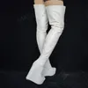 LAIGZEM Frauen Oberschenkel Hohe Stiefel Plattform Keile Full Zip Runde Kappe Über Knie Stiefel Unisex Party Schuhe Frau Große Größe 42 44 52