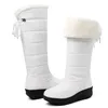 Wasserdichte Winterschuhe Frau Schneestiefel 2023, warmes Fell, Plüsch, lässig, Keil, kniehohe Stiefel, Mädchen, Schwarz, Weiß, Regenschuhe, Damen