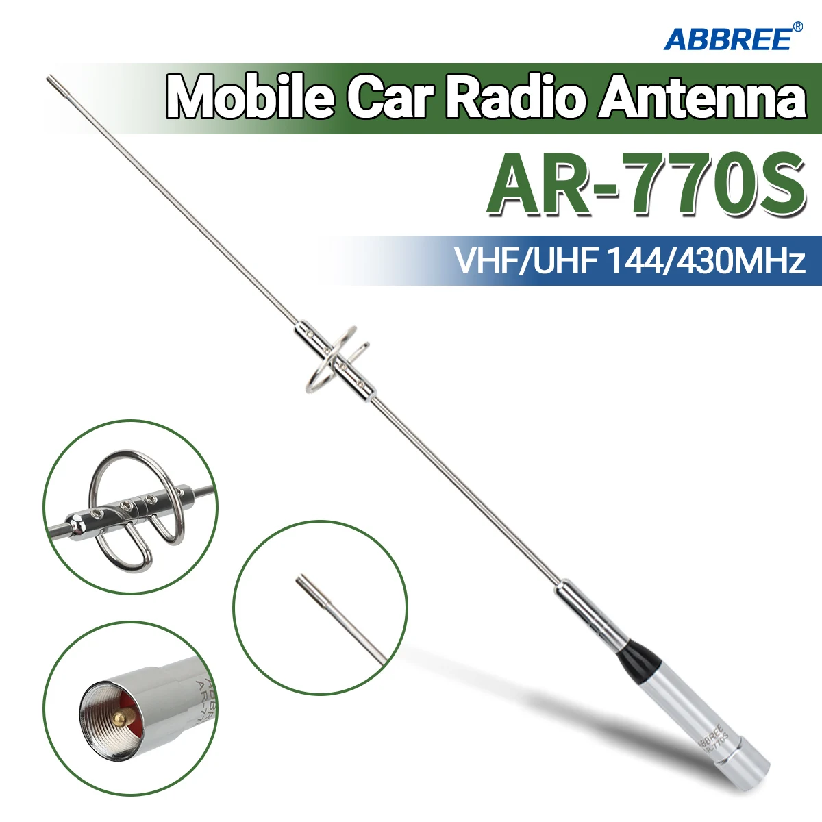 ABBREE AR-770S Mobile Autoantenne VHF UHF Dual Band High Gain Für TYT Baojie BJ-218 AR-2520 AR-M70 Amateur Auto Mobile Radio Image