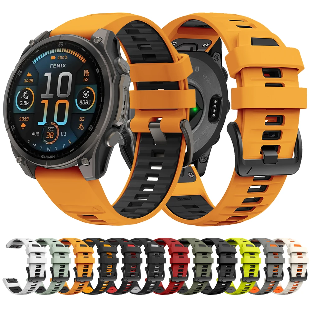 1:1 Fenix8 Uhrenarmband für Garmin Fenix 8 47 mm 51 mm E 7 7X 6 6X 5 5X/Epix Pro/Enduro 3 QuickFit 22 mm 26 mm Silikonarmband Image