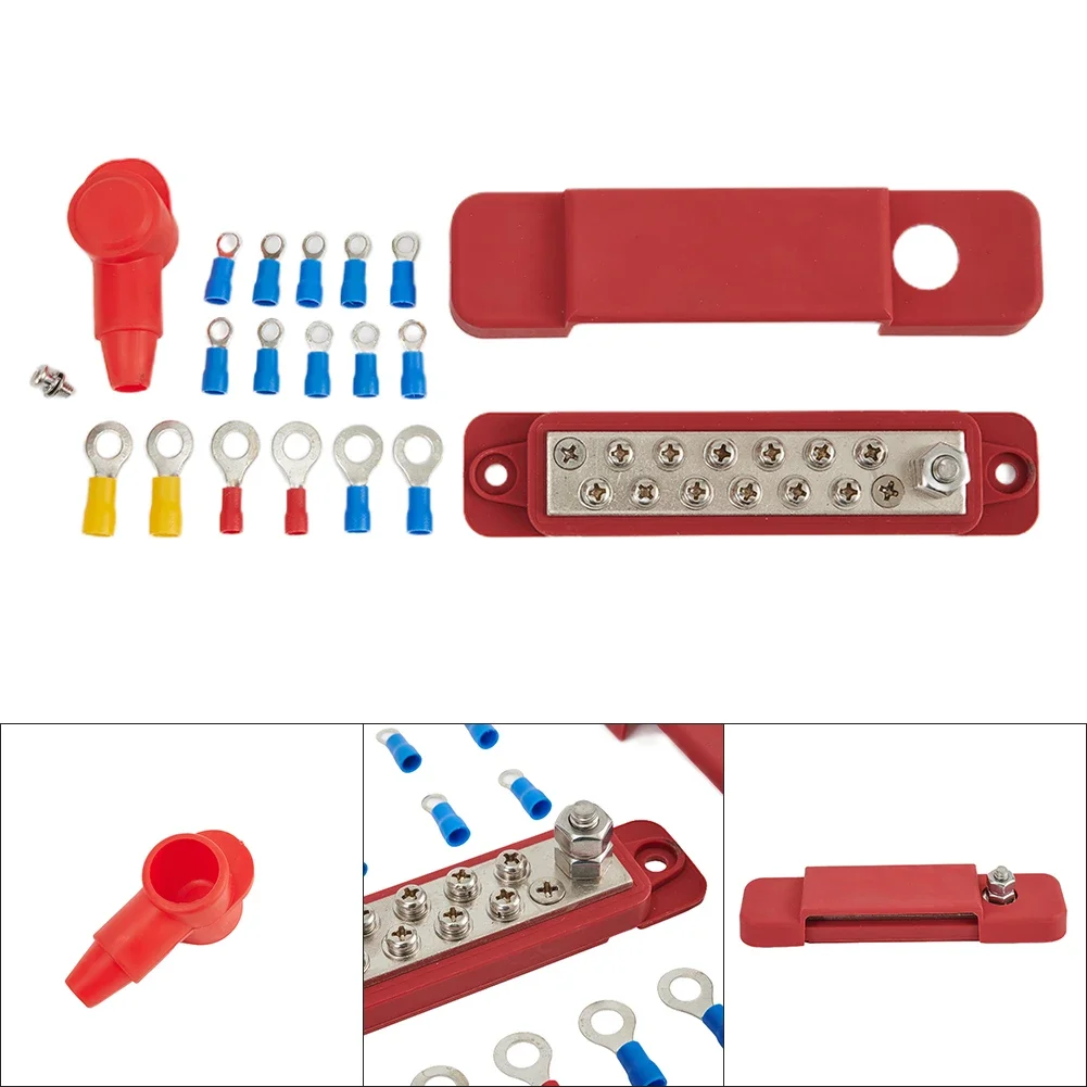 Zubehör Neu Ersetzen Sie den Klemmenblock für die Stromverteilungsblock der Autostab, Zinklegierung, 12-Punkt-Paar, Schwarz, Rot Image