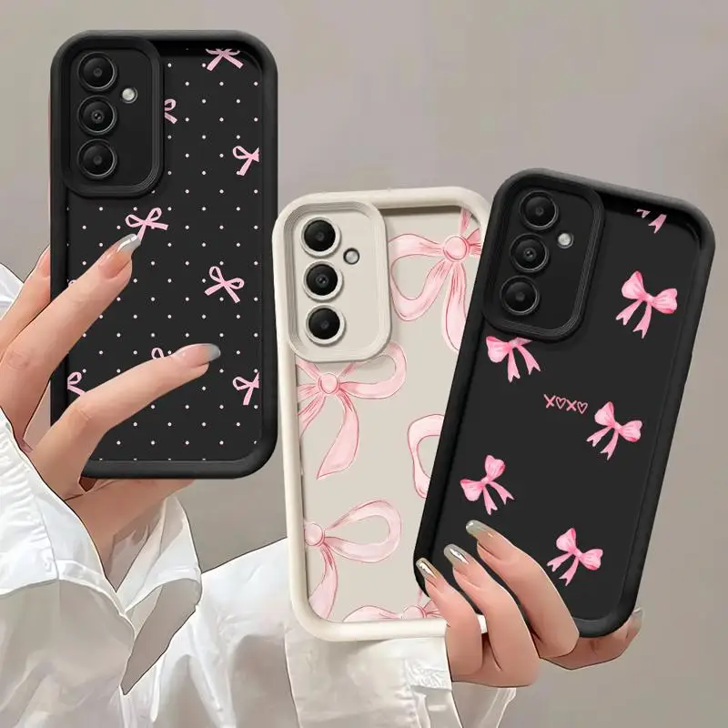 Handyhülle für Samsung Galaxy A55 A52 A33 Hüllen A24 A15 A12 A23 A22 5G A54 A52s A53 A14 Funda Cover Cool Luxury Red Cartoon Bow Image