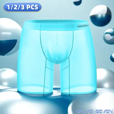 1/2/3 Stück Herren-Boxershorts aus Eisseide, transparent, 0,01 ultradünner Stoff, durchsichtig, nahtlose Unterwäsche, antibakterielle Boxershorts