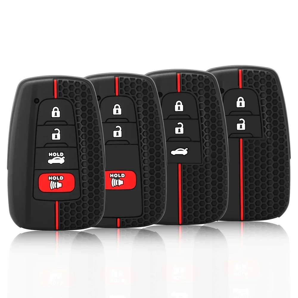 2/3/4 Knöpfe Silikon Auto Schlüssel etui Abdeckung Anhänger halter für Toyota Prius Camry Corolla Avalon chr Rav4 Land Cruiser Prado Schlüssel anhänger Image