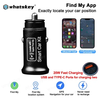 Universal Mini Car Charger GPS Locator Tracker Cigarette Lighter iPhone USB Type-C Find My Apple