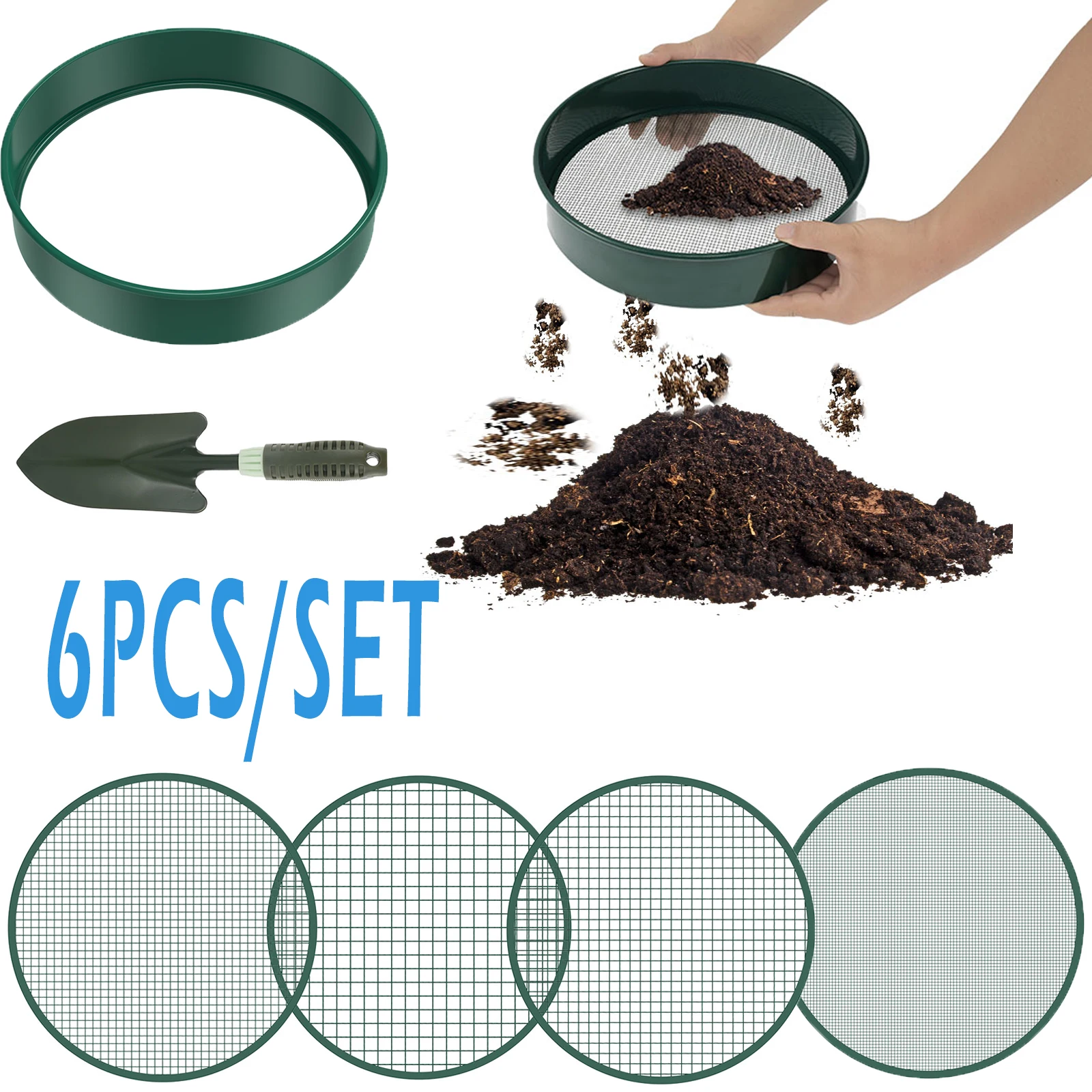 6PCS Metall Boden Sieb Filter Mesh 3/6/9/12mm Mesh Größen Für Boden Stein sieben Filtration Hause Garten Blume Pflanze Kindergarten Werkzeuge Image