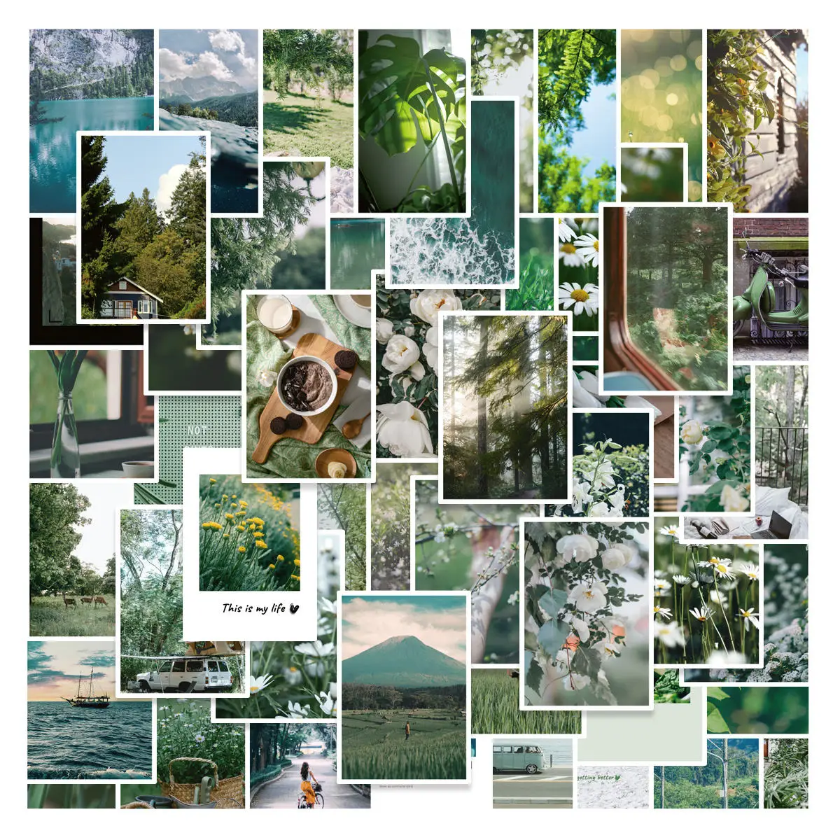 Etori leben 50 stücke washi papier retro kreative sommer landschaft kunst collage material buch geeignet für tagebücher, scrap books, tassen