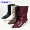 Mode Spitzschuh Schuhe Frauen Stiefeletten Slip On Schuhe Moderne Damen Kurze Western Booties Mit Niedrigen Absatz Schuhe