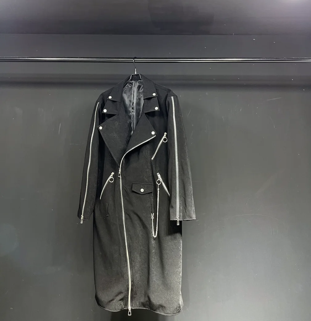 Owen seak Männer Parker Mäntel Jacken Gothic Stil männer Kleidung Graben Winter Staub Mäntel Jacken Windbreaker Schwarz Größe XL