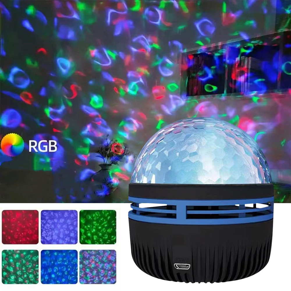 USB Galaxy Projektor Aurora 5V Nachtlicht 360 ° rotierende GB bunte Nachtlichter mit Fernbedienung für Heimkino-Raum