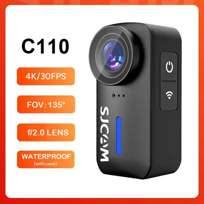SJCAM C110 4K Action Camera with 135° Wide Angle f/2.0 Lens EIS Stabilization 1500MP Photos 200Min Battery 30M Waterproof Case