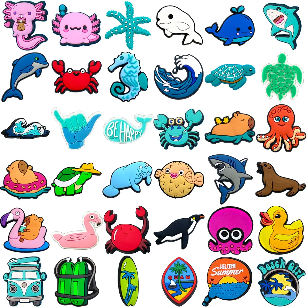 Shoe Charms animal sea wave shark Salamander tortoise Pins PVC DIY Sandals Accessories for Clogs Kids Party Favors X-mas Gifts