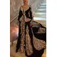 Algerien Albanian Prom Dresses customsized Black Velvet Gold Applique Luxury Arabic Caftan Moroccan Evening Formal Dress Outfit