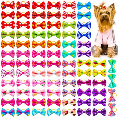 50PCS Dog Bows Mix Colour Bulk Pet Dog Hair Bows Dog Hair Accessories Pet Grooming Dog Supplies