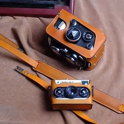Handarbeit Foto Kamera Echtem leder rindsleder Tasche Körper BOX Fall Für Rollei 3,5 F Rolleiflex 2,8 F kamera schutzhülle shell Image