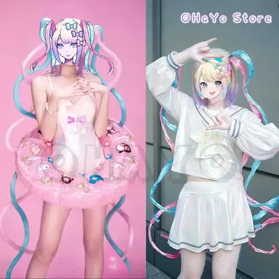 NEEDY GIRL OVERDOSE KAngel Cosplay Kostüm Lolita Schuhe Mantel Rock Uniform Perücke Hallowmas Bikini Image
