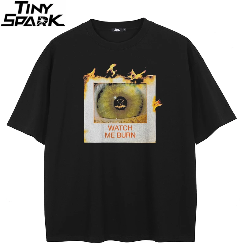 T-Shirt Streetwear Uhr Mich Burn Eye Grafik T Shirt Baumwolle Hipster Männer T-shirt Unisex Tops Tees Schwarz Hip Hop