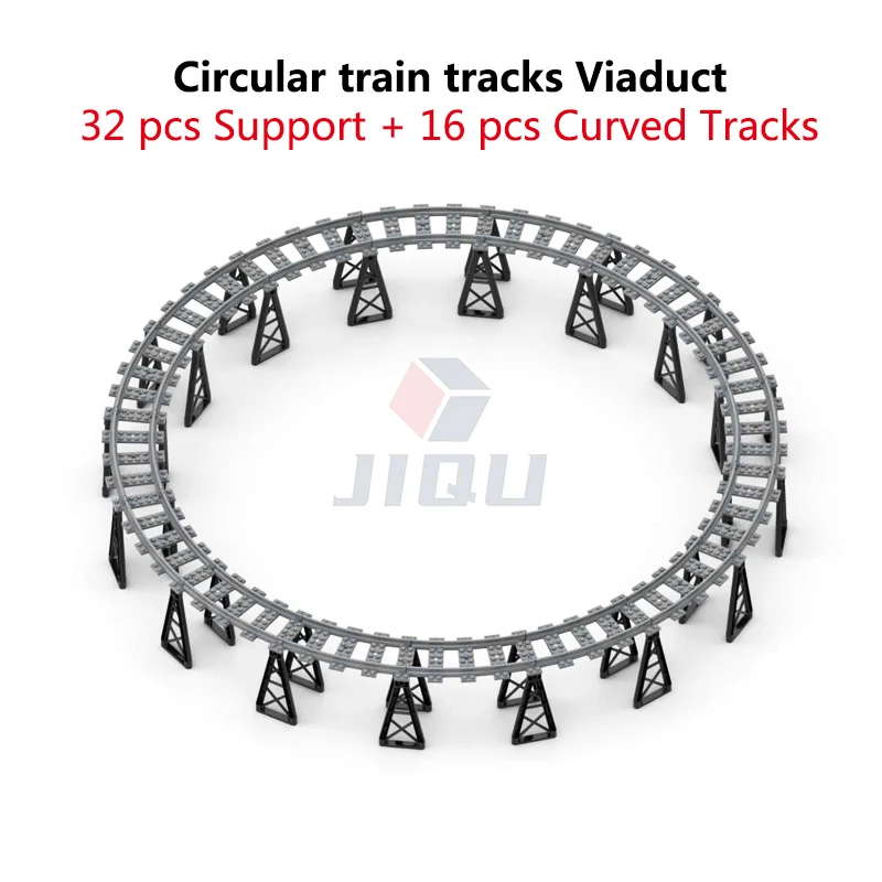 48 Pcs MOC Rund zug tracks Viadukt Modell Set Kompatibel Teile 53400 Straße Eisenbahn Verkehrs Ansichten Bausteine DIY Spielzeug Image
