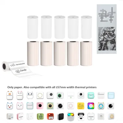 Printer Paper Thermal Paper 57mm Mini Photo Rolls 57*25MM White Color Gift DIY Sticker Label Receipt Bill Self-adhesive Paper