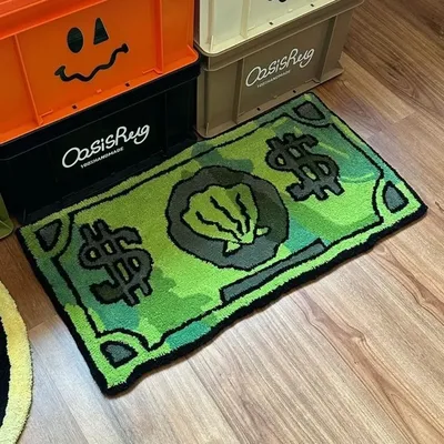 Cartoon Money Rugs Waterproof Floor Mat Fluff Carpet Non-slip DoorMat Halloween Decor Banknote Rug for Bathroom Hallway Balcony