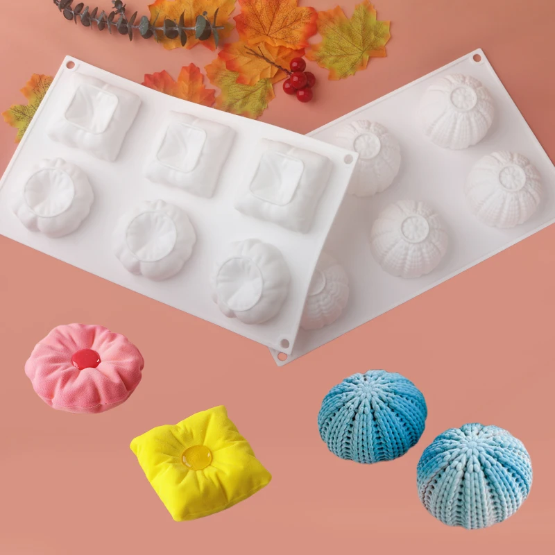 Konkaves Kissen Design Mousse Kuchen Form Stricken Wolle Ball Form Silikon Kuchen Form Dessert Backen Werkzeug Küche Liefert Image