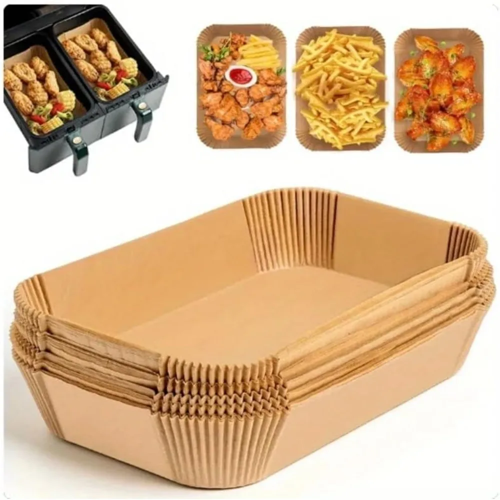 50/100 stücke Einweg Air Friteuse Papier Rechteck Küche Backen Airfryer Matte Öldicht Mikrowelle Grill Backpapier Zubehör Image