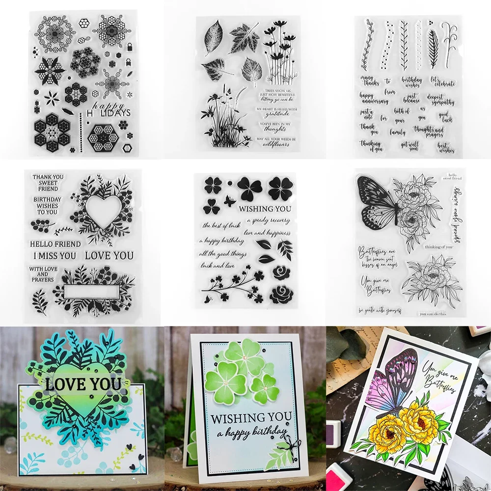 Herbst Silhouetten verbreiten Ihre Flügel klare Briefmarken für DIY Handwerk machen Kunst karte Fotoalbum Scrap booking Dekoration Vorlage Image