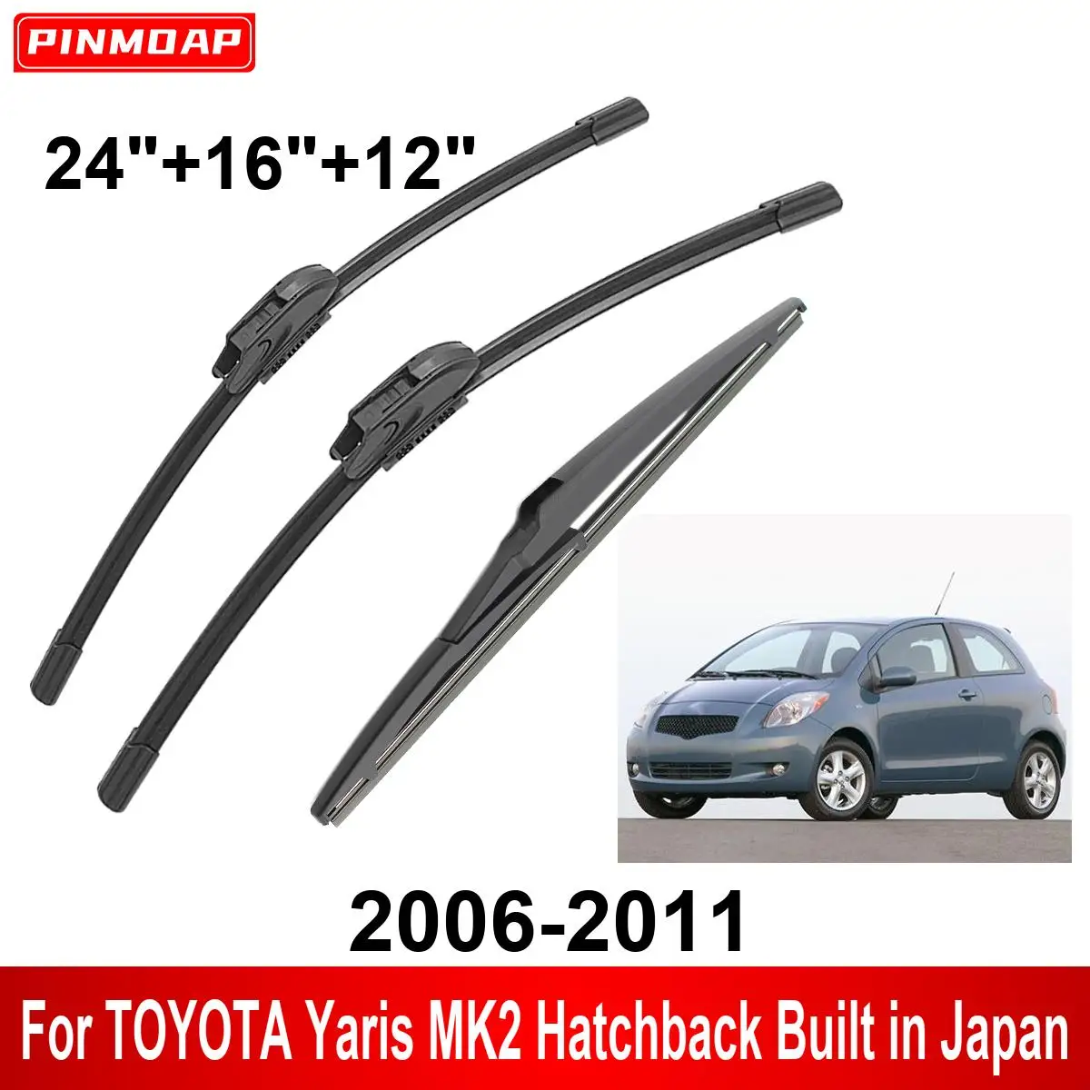 1/2/3/4/6PCS Auto Wischer Für TOYOTA Yaris MK2 Fließheck Gebaut in Japan 2006-2011 vorne Hinten Wischer Klingen Bürsten Auto Zubehör Image