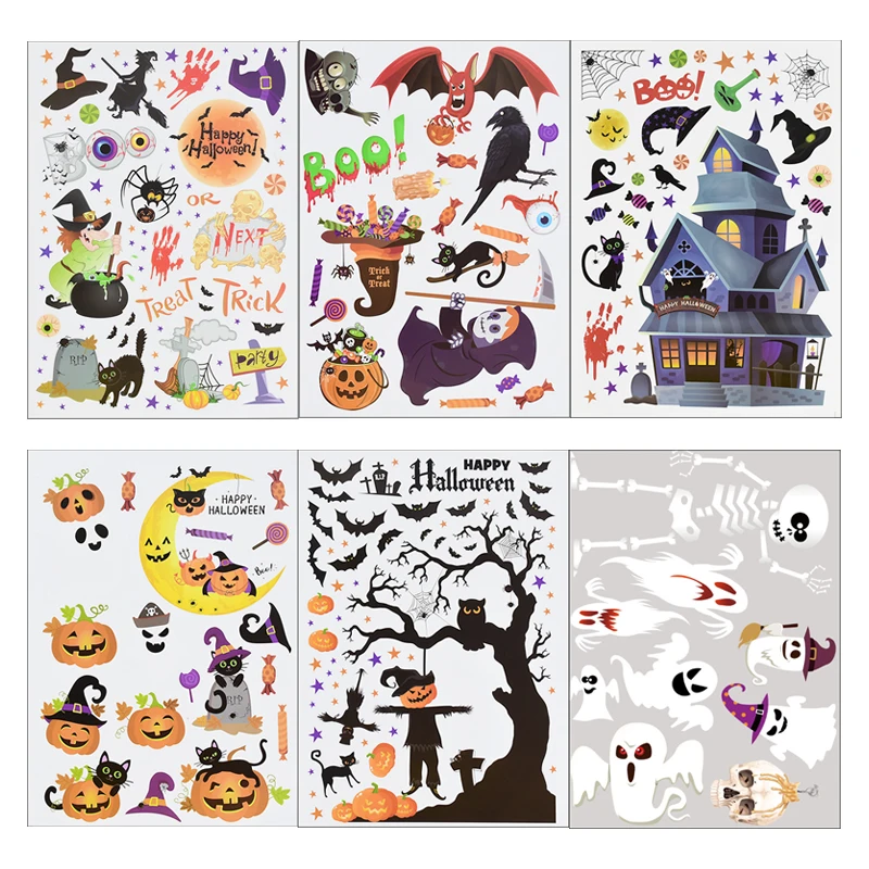 Halloween Horror Glas Fenster Aufkleber Kürbis Geist Spinne Wanda uf kleber Halloween Party Dekorationen nach Hause Spukhaus Dekor Image