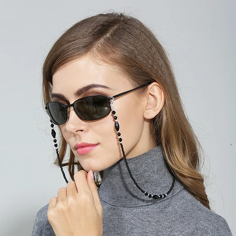 Neue Frauen Brillen ketten schwarz Acryl Perlen Ketten rutsch feste Brillen Schnur halter Lesebrille Seil Brillen Zubehör neu Image