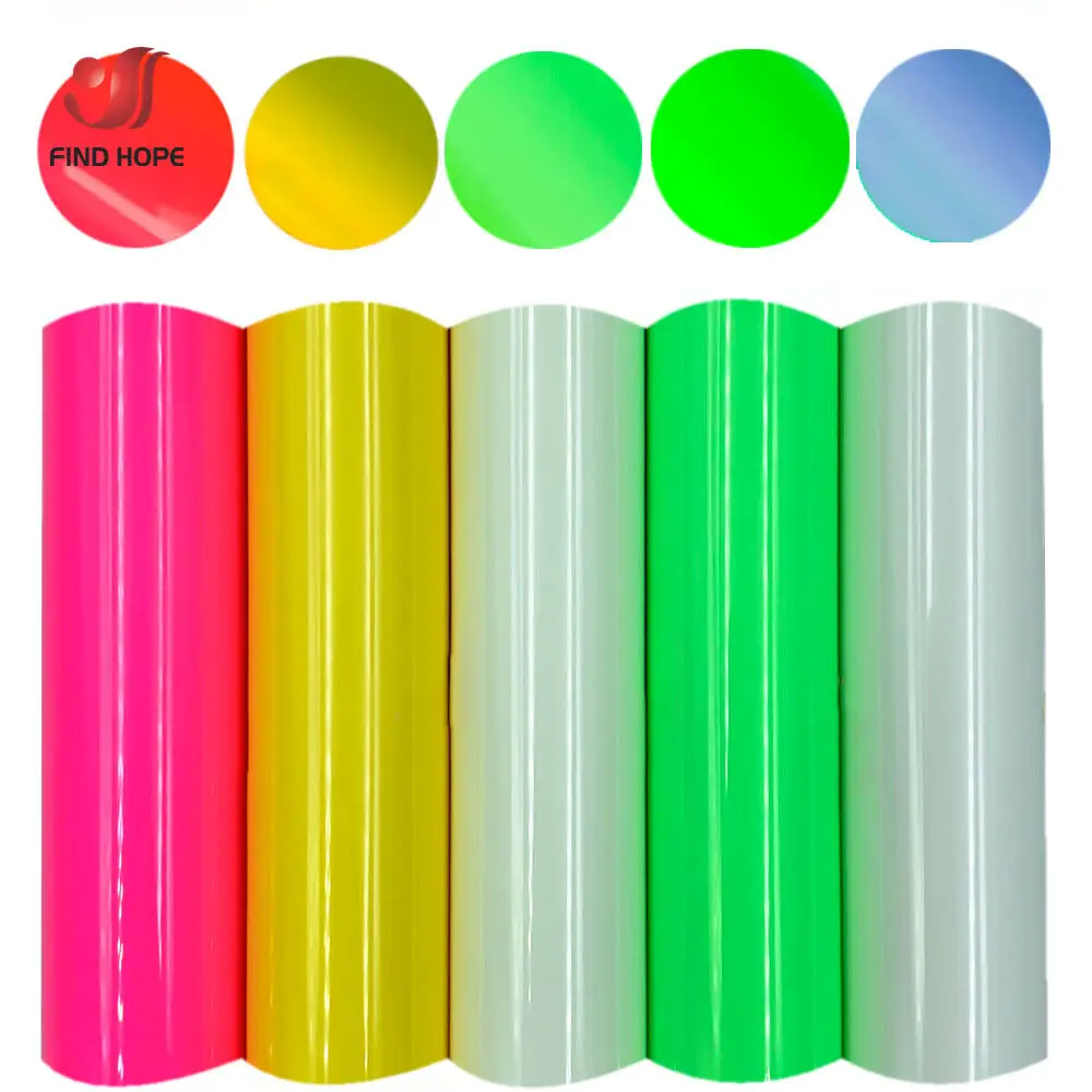 Fluor zierende Wärme übertragung Vinyl folie Eisen auf T-Shirts leuchten im Dunkeln htv Designs grafisch für Kleidung Textilien Dekor zum Schneiden Image