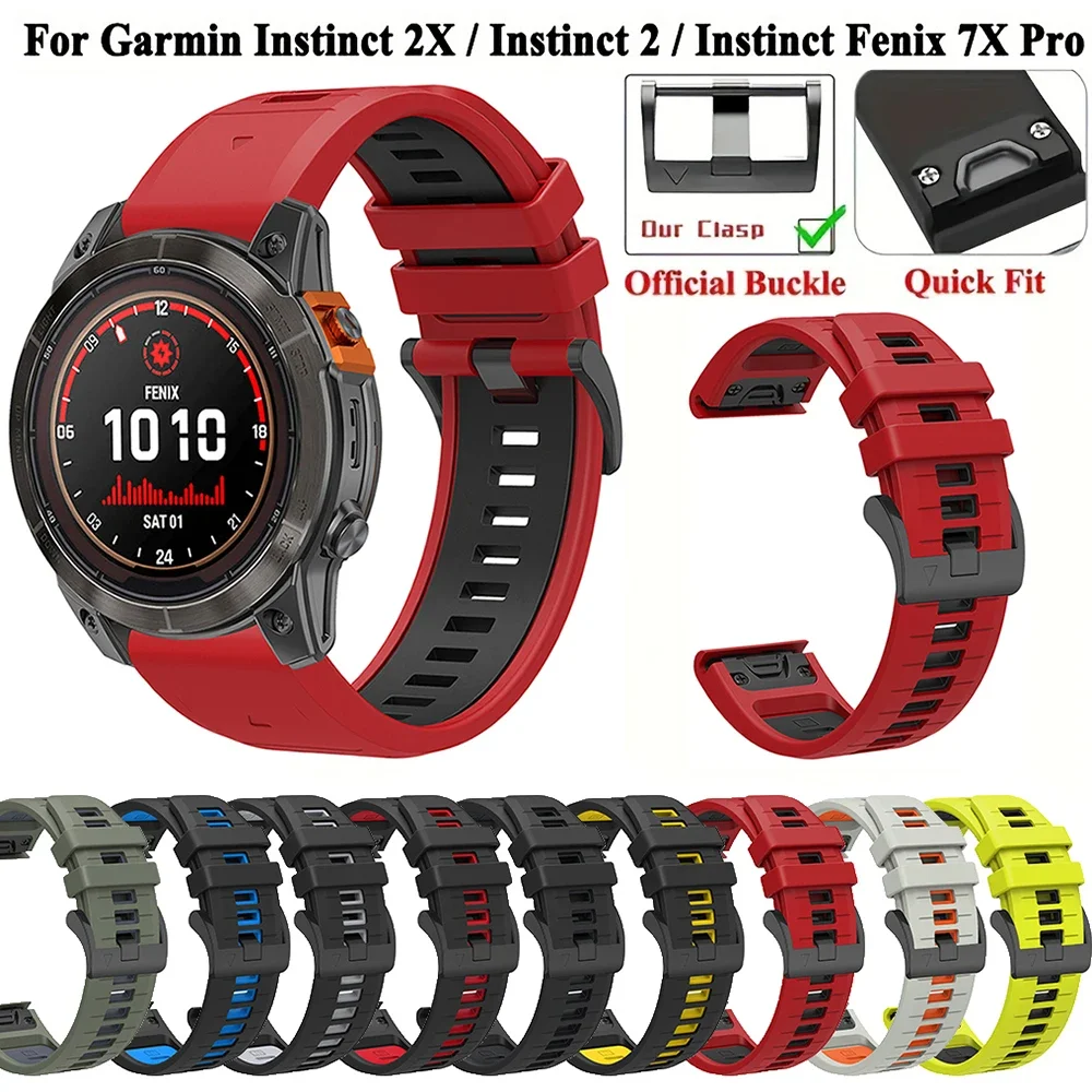 22 mm 26 mm breites weiches Silikon-Uhrenarmband für Garmin Fenix 8 7 7X Pro 6 6X 5 5X Plus QuickFit-Band für Epix Pro Gen 2 47 mm 51 mm Image