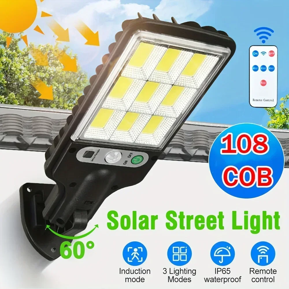 108COB LED Reflektor Garten Solar Motion Sensor Licht Im Freien Wasserdichte Menschliche Induktion Solar Power scheinwerfer Straße Wand Lampe Image