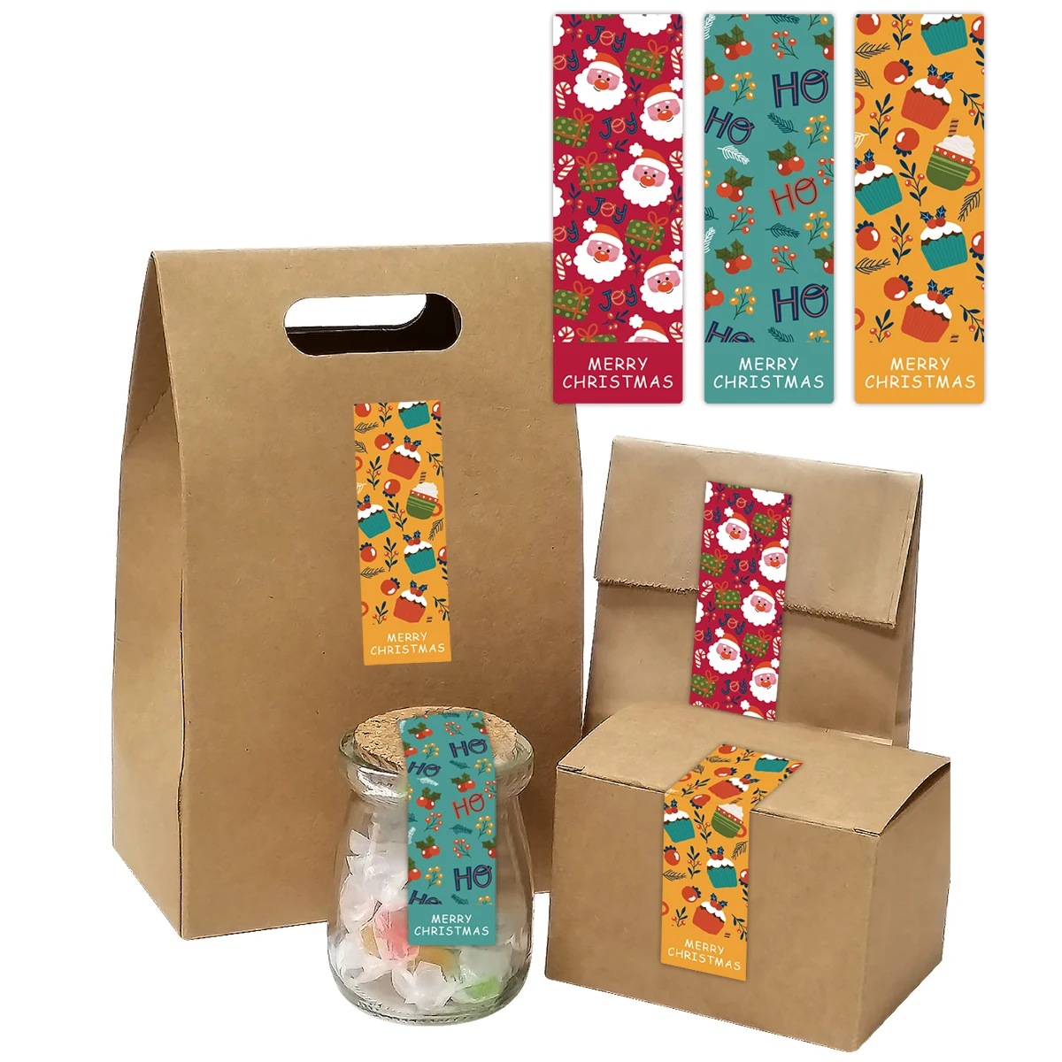 90pc Frohe Weihnachten Aufkleber Etikett für Geschenk verpackung, Weihnachts geschenk box Verpackung dekorative Versiegelung Aufkleber, Weihnachts bedarf Image