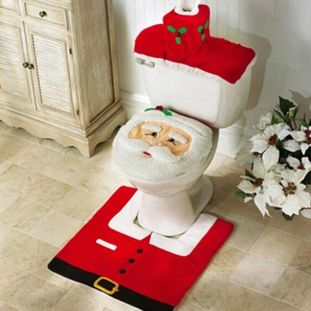 Niedliche Weihnachten Toiletten sitzbezüge kreative Weihnachts mann Badezimmer matte Weihnachts bedarf für Zuhause Neujahr Navidad Geschenk Dekor Image