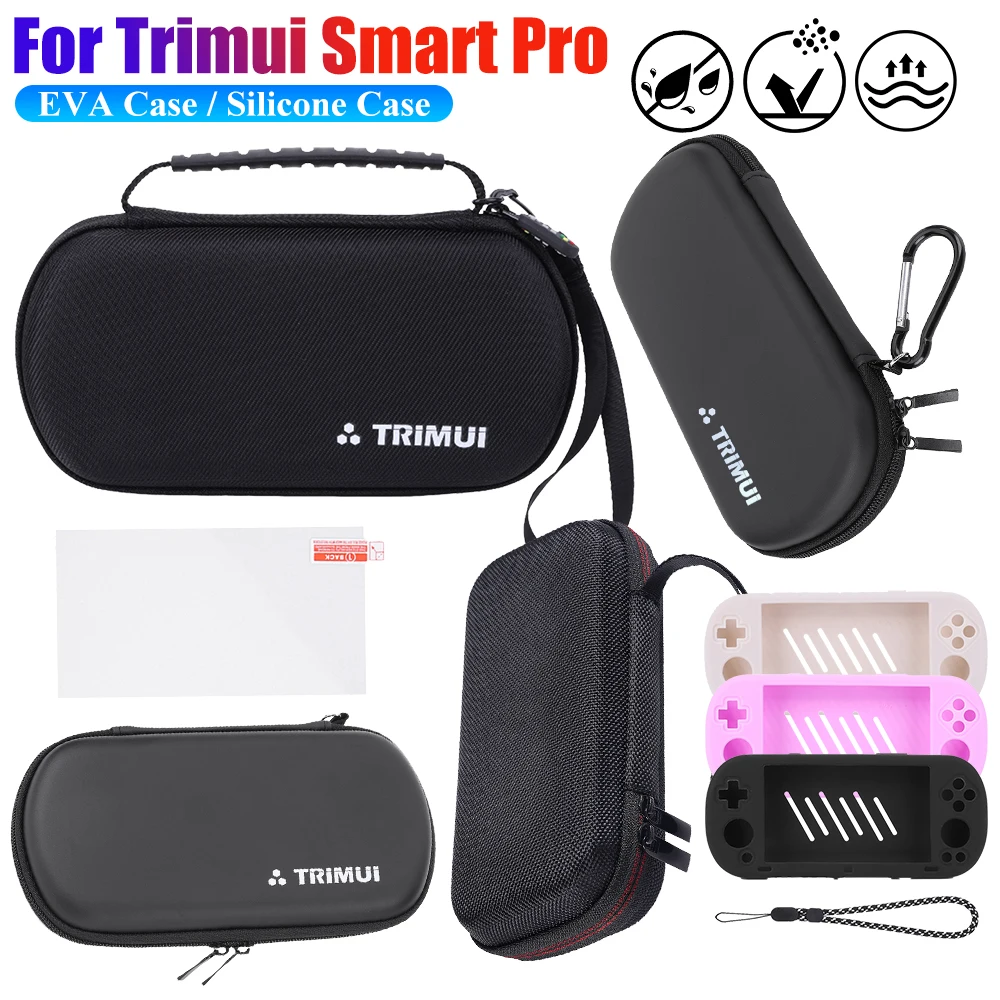 Harte Eva Trage tasche für Trimui Smart Pro Handheld-Spiele konsole Silikon Schutzhülle Aufbewahrung tasche mit gehärteter Glas folie Image