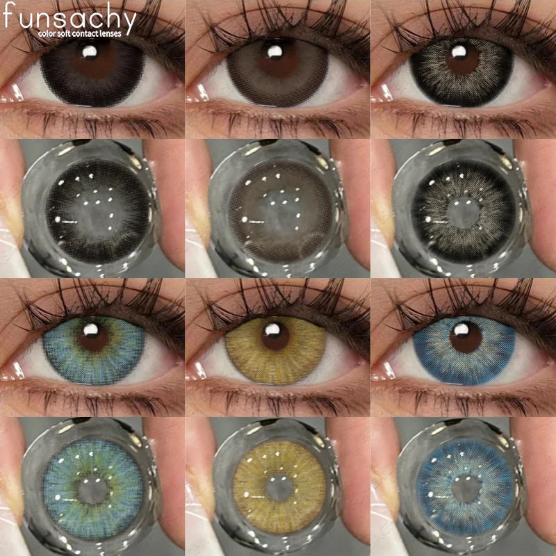 FUNSACHY 1 Paar Bloom schwarze Kontaktlinsen für Augen, natürliche Kosmetik, braun, grau, Pupillen-Augenlinse, Farblinse, modische Schönheit, jährlich Image