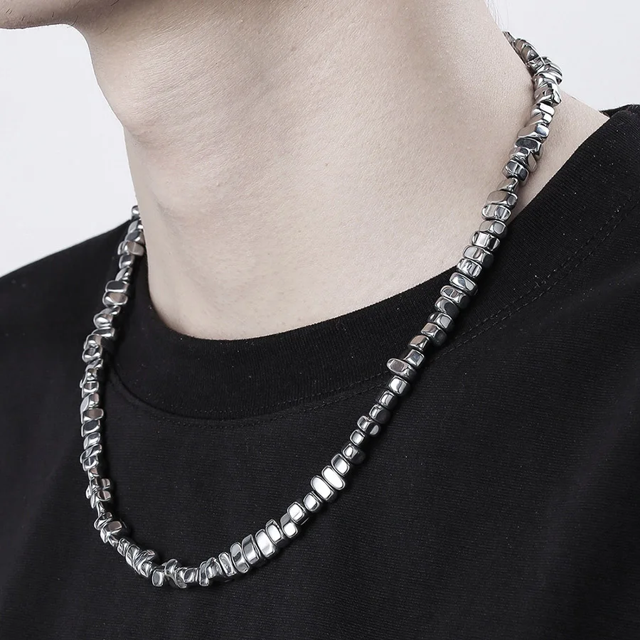 Mode 8mm Unregelmäßige Natürliche Hämatit Männer Halskette 18 Zoll Kurze Colar Healing Schmuck Casual Zubehör Geschenke Für Freund Image