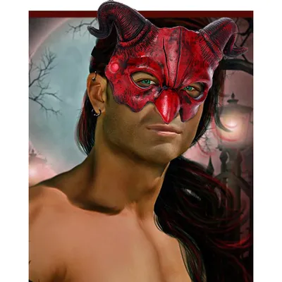 Halloween Maske halbes Gesicht Schaf Horn Teufel Maske Karneval Party Make-up Kostüm Requisiten Pu Schaum Cosplay Maske für Männer Image