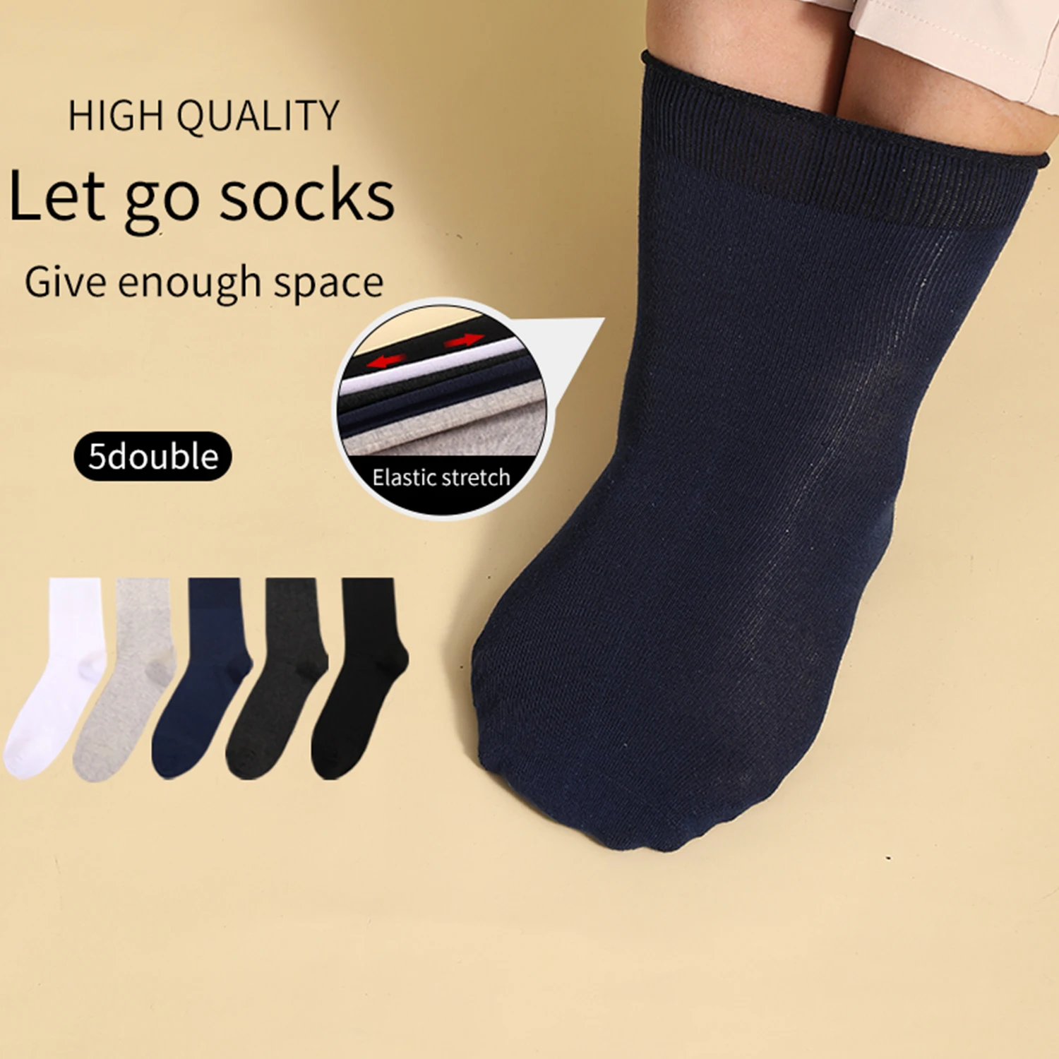 5 Paar Herrensocken Plus Big Große Größe 43-44-45-46-47-48-49-50 Baumwolle Lose Mund Alte Herrensocken Einfach zu tragen Bequem